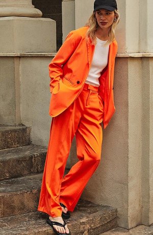 Femme - Blazer long - orange chaud