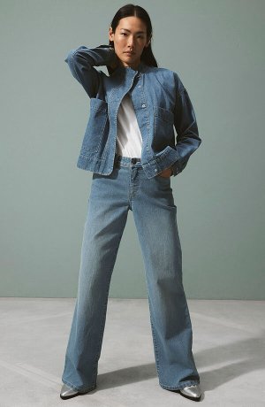 Femme - Veste en jean avec détails cargo - denim bleu clair used