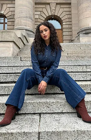 Femme - Chemise en jean - bleu foncé denim used