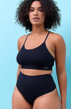 Femme - Brassière sans coutures Feel Comfort dos nageur - noir