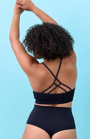 Femme - Lot de 2 strings sculptants sans coutures, maintien modéré - 2x noir