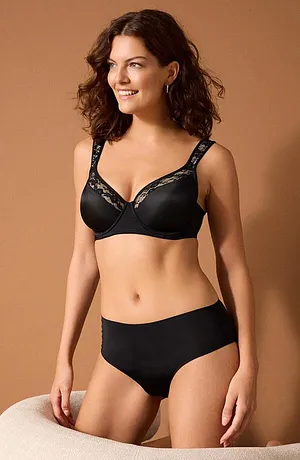 Femme - Soutien-gorge à coques et bretelles rembourrées - noir/poudré