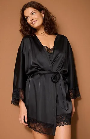 Femme - Kimono et nuisette (ens. 2 pces) - noir