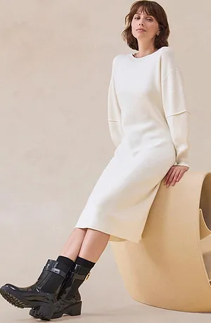 Femme - Robe en maille milano - blanc nacré
