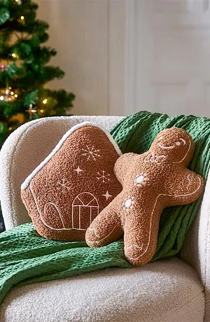 Maison - Coussin en forme de maison en pain d’épices - marron