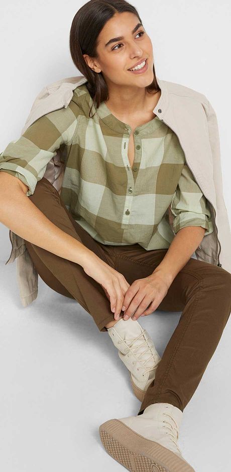 Femme - Pantalon en twill, Slim Fit - olive foncé