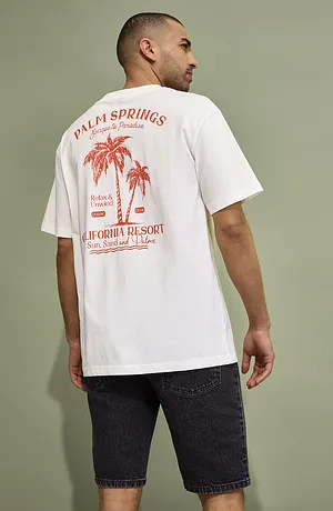 Homme - T-shirt avec imprimé dos, loose - écru imprimé