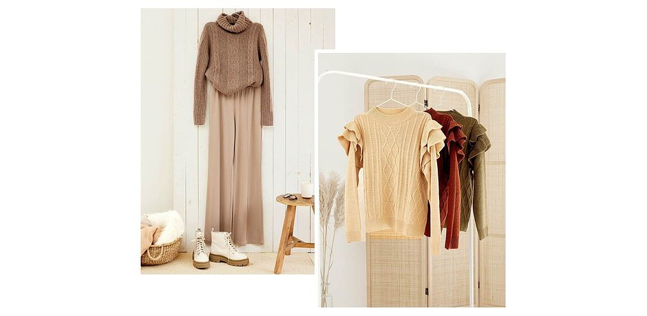 Inspiration - Pull col roulé avec teneur en Good Cashmere Standard® et torsades - taupe chiné