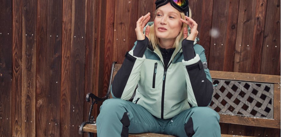 Femme - Veste de ski fonctionnelle avec fentes d'aération, étanche - roseau clair/gris vert