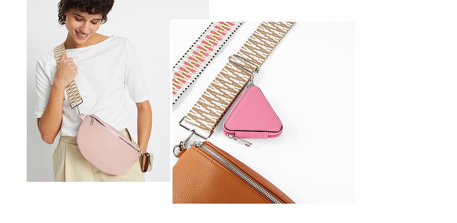 Femme - Sac banane avec sangle interchangeable - rose dragée