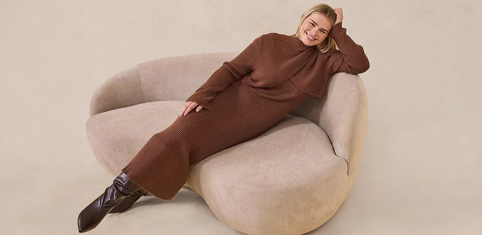 Tendance - Robe pull en viscose majoritaire - marron