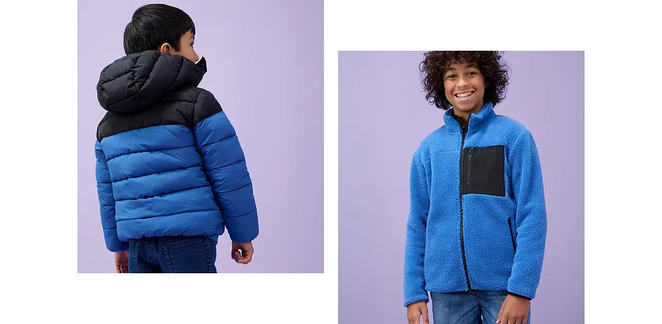 Enfant - Veste en sherpa - bleu/noir
