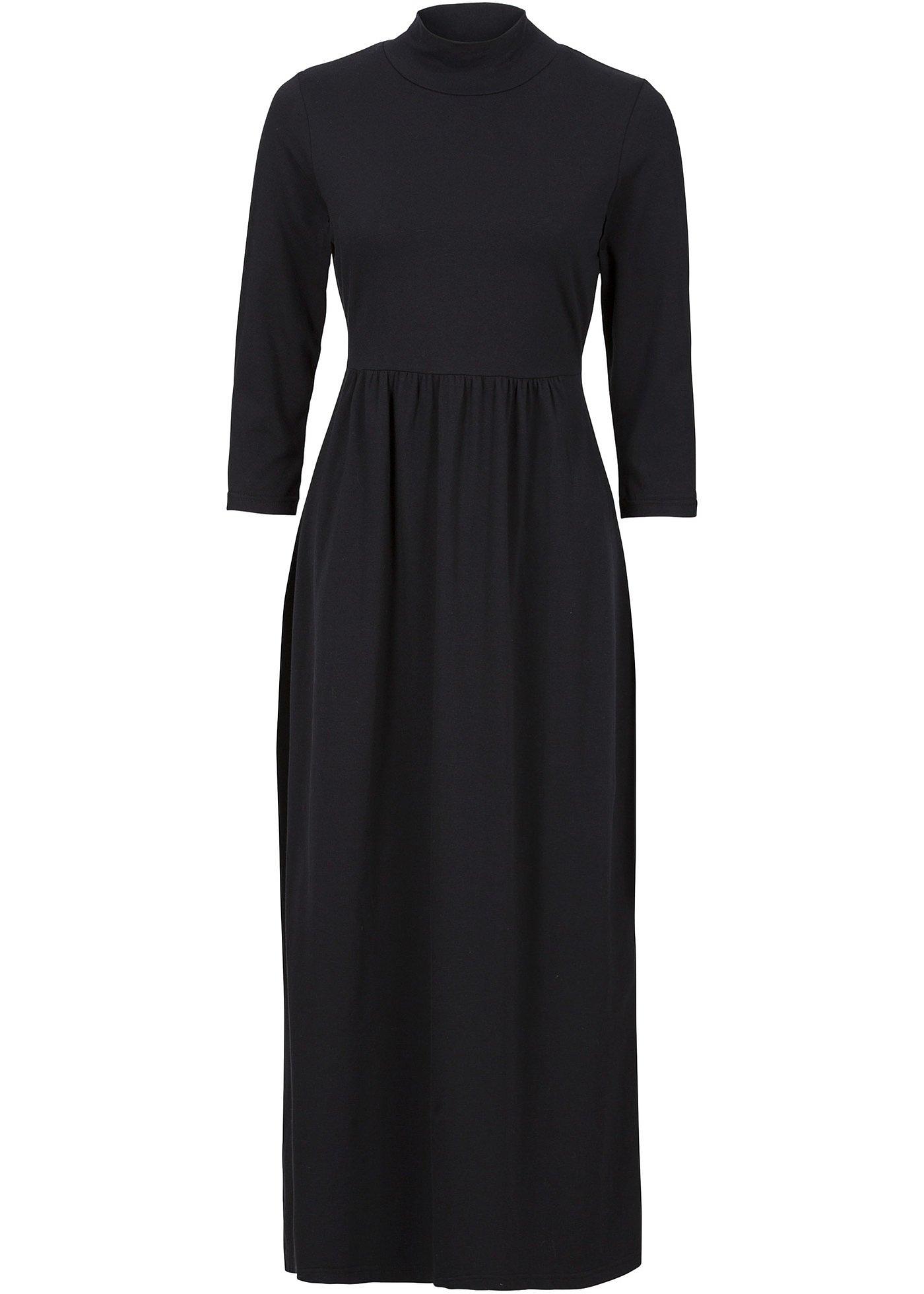 Robe Tshirt midi, manches 3/4 noir