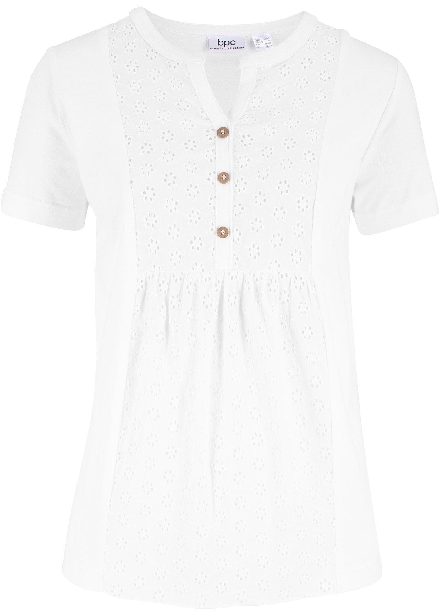 Chemisier romantique en coton avec broderie anglaise - blanc