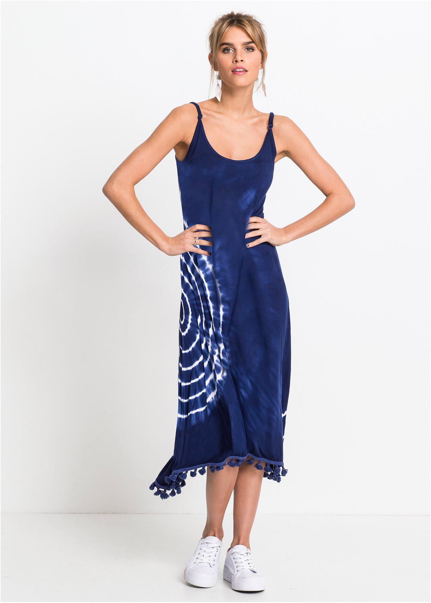  Robe  bleu  nuit blanc batik 