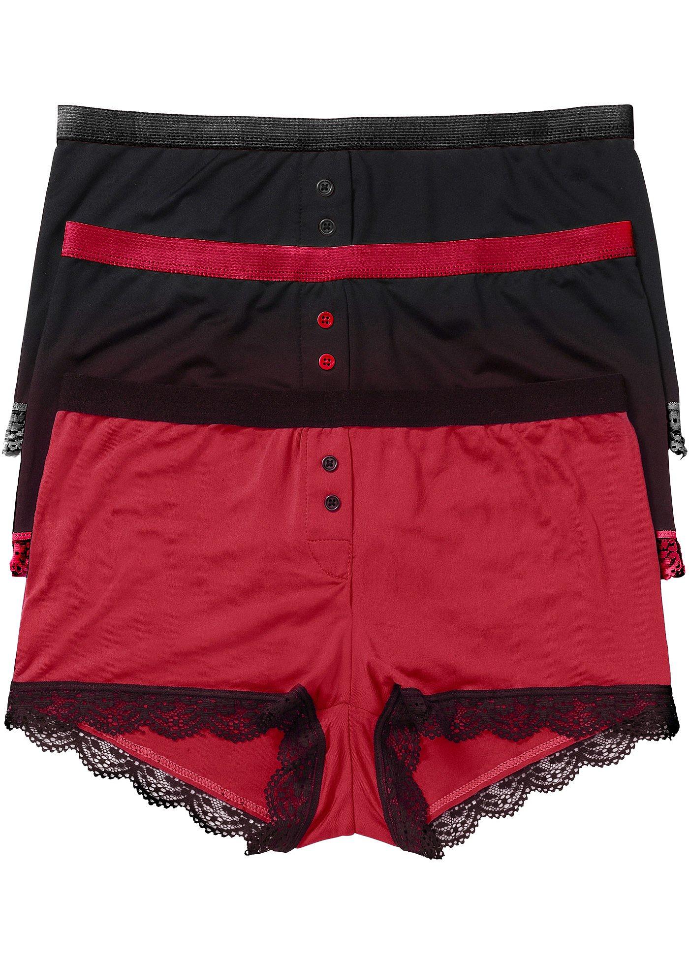 Lot de 3 boxers femme microfibre noir/rouge foncé