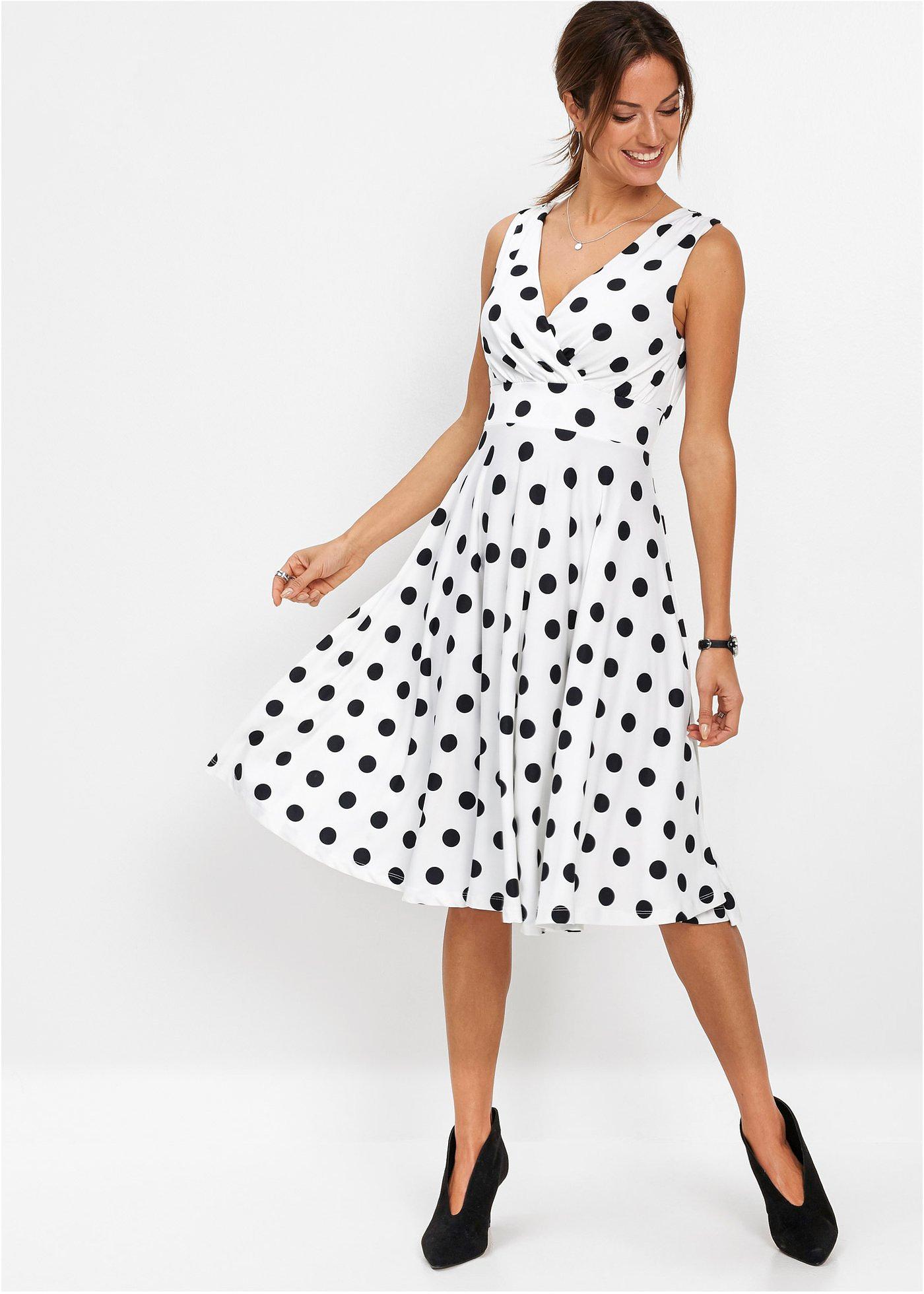 Robe Tshirt blanc/noir à pois