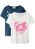 Lot de 2 T-shirts fille en coton, bonprix