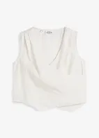 Blouse sans manches 100 % lin effet cache-cœur, bonprix