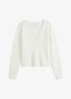 Pull court en maille ajourée, bonprix