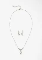 Parure collier et boucles d'oreille (3 pces) sertie de strass en cristal de verre, bonprix