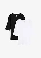 Lot de 2 t-shirts en coton côtelé, bonprix