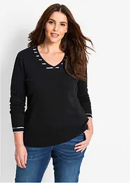 Pull col en V en fine maille, bonprix