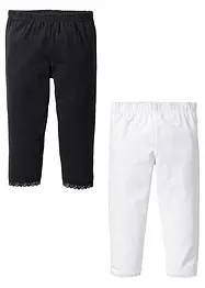Lot de 2 leggings corsaire fille avec dentelle à la base, bonprix