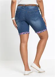 Bermuda en jean stretch avec revers coloré, bonprix