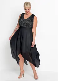 Robe midi en crêpe rehaussée de sequins, bonprix