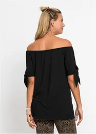 T-shirt col Bardot à détail nœud, bonprix