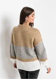 Pull oversize rayé à boutons, bonprix