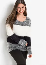 Pull duveteux à rayures, bonprix