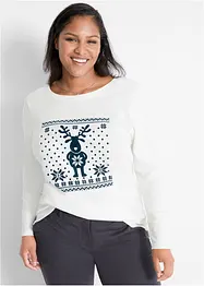 T-shirt manches longues coton à motif de Noël, bonprix