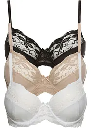 Lot de 3 soutiens-gorge à armatures et dentelle, bonprix