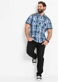 Chemise manches courtes avec empiècements denim, bonprix