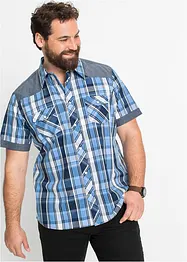 Chemise manches courtes avec empiècements denim, bonprix