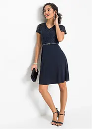 Robe courte avec ceinture et dentelle, bonprix