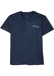 T-shirt col tunisien, aspect délavé, 100% coton, bonprix