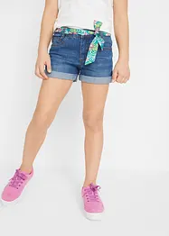 Short en jean taille mi-haute, avec ceinture, bonprix