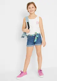 Short en jean taille mi-haute, avec ceinture, bonprix