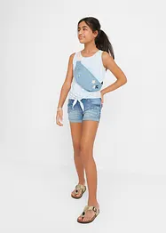 Short en jean fille orné de perles, bonprix