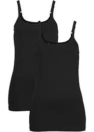 Lot de 2 tops longs coton bretelles spaghetti, bonprix