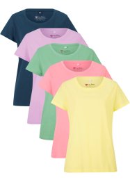 Lot de 5 T-shirts col rond, manches courtes, bpc bonprix collection