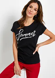 T-shirt avec inscription à sequins, bonprix