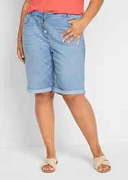 Bermuda en jean confort stretch avec broderie et taille confortable, bonprix