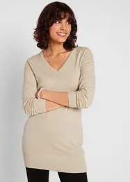 Pull long basique à col V, bonprix