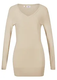 Pull long basique à col V, bonprix
