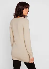 Pull long basique à col V, bonprix
