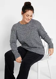 Pull en maille chiné à col rond, bonprix